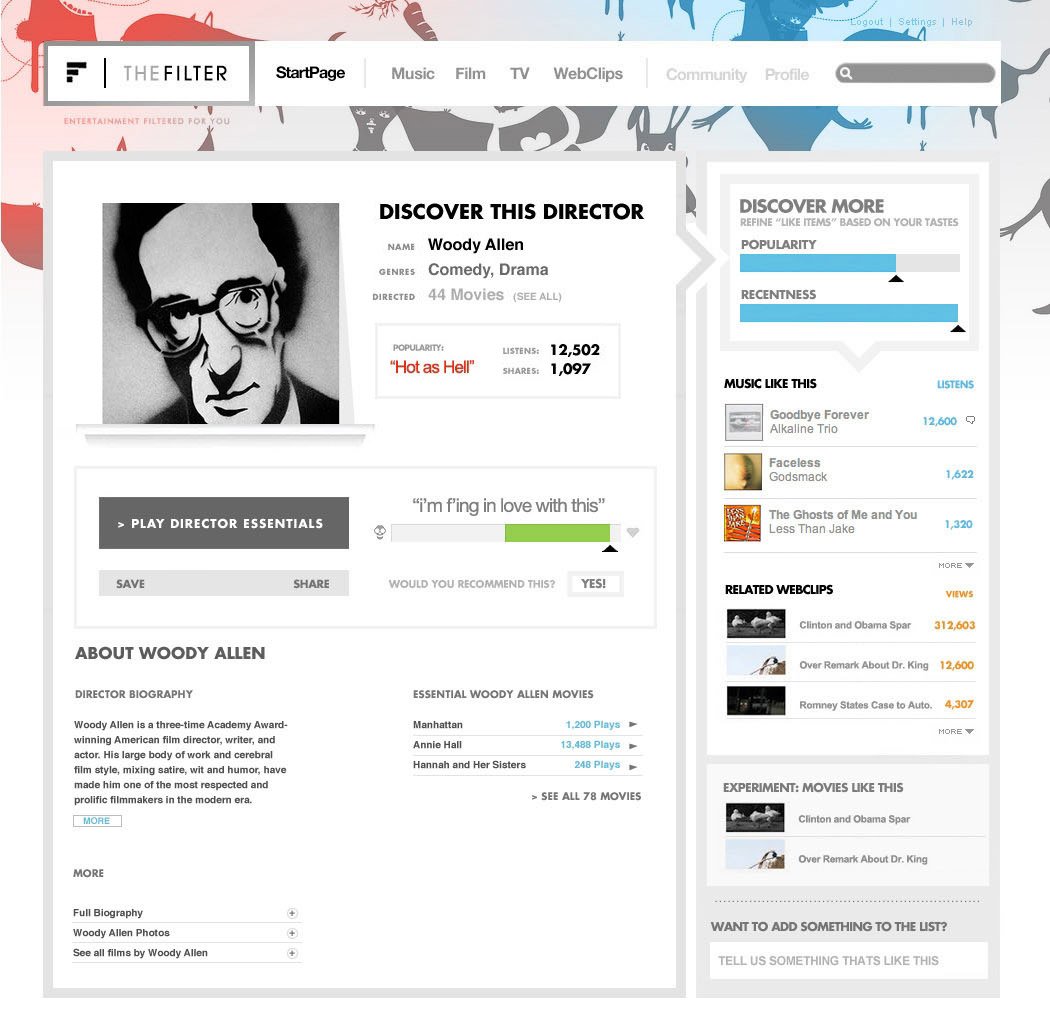 The Filter Website Prototypes
